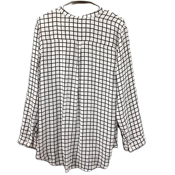 Worthington Woman's Blouse Size LARGE Pullover High/Low Long Sleeve Black/White - Picture 2 of 7